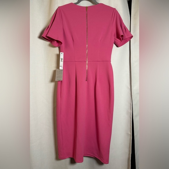 Maggy London Flutter Sleeve Pencil Skirt Dress in Ibis Rose Pink US 4 - Picture 5 of 10
